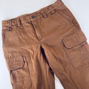 Duluth Trading Co Fire Hose Cargo Pants Mens 38x32 Brown Cotton Canvas Trim Fit